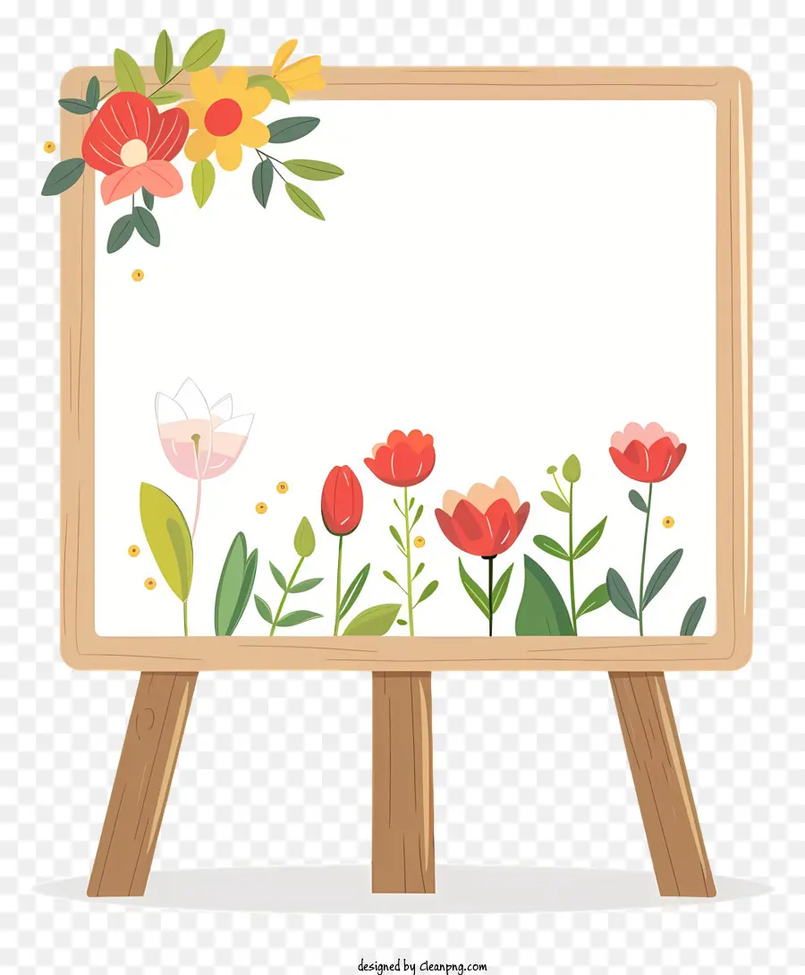 Segna di fiori primaverili di pittura floreale di pittura di cavalletto in legno - Cavalletto con cartello per la pittura floreale