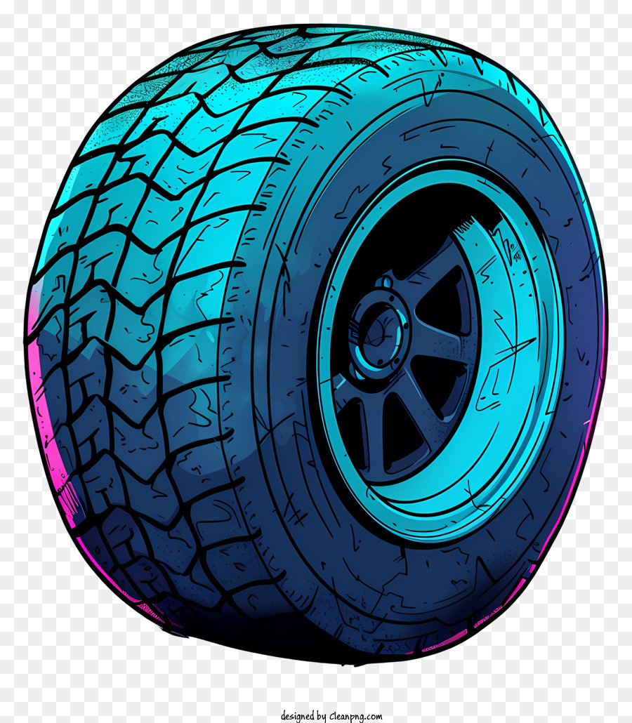 Auto Reifen Neon Reifenblau und lila Reifenmessermuster Reifen Design Design - Blaue und lila Neon -Lichtreifenkunst