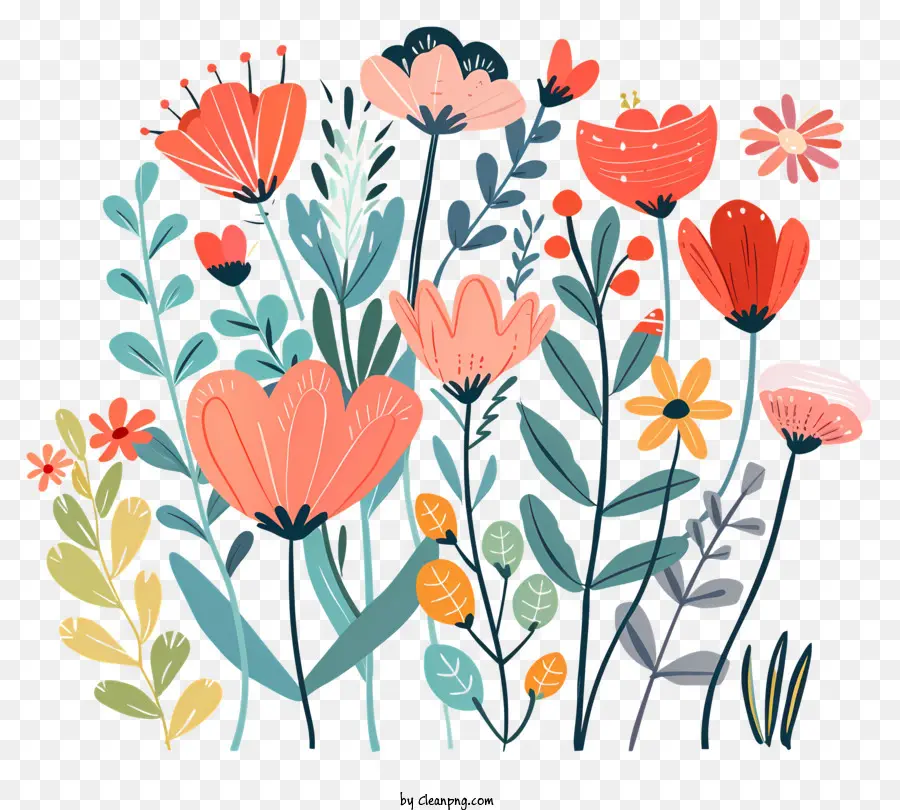 xin chào mùa xuân - Nhiều hoa khác nhau sắp xếp lỏng lẻo, đầy màu sắc và tự nhiên