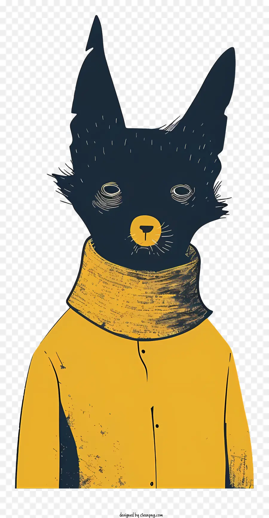 cartoon Katze - Cartoonkatze im gelben Pullover, roter Kragen