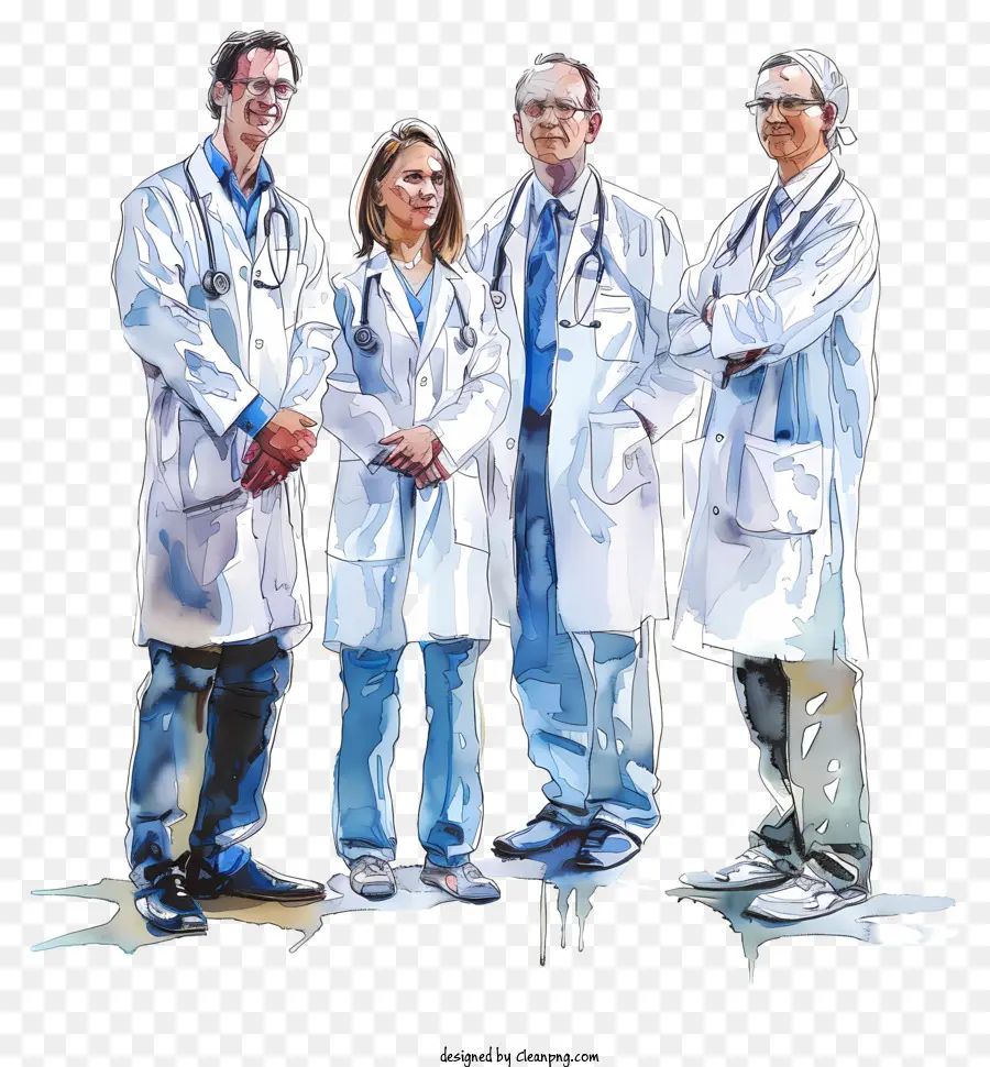 bác sĩ ngày - Bốn người mặc áo khoác trắng mỉm cười