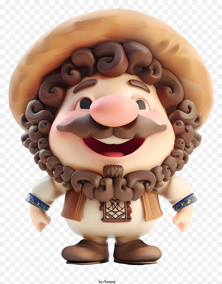 cowboy Hut - Cartoon -Mann mit langen Haaren und Hut