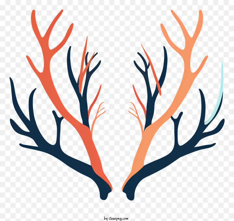 Orange - Zusammenfassung, farbenfrohes Bild, das Zweigen oder Geweihen ähnelt