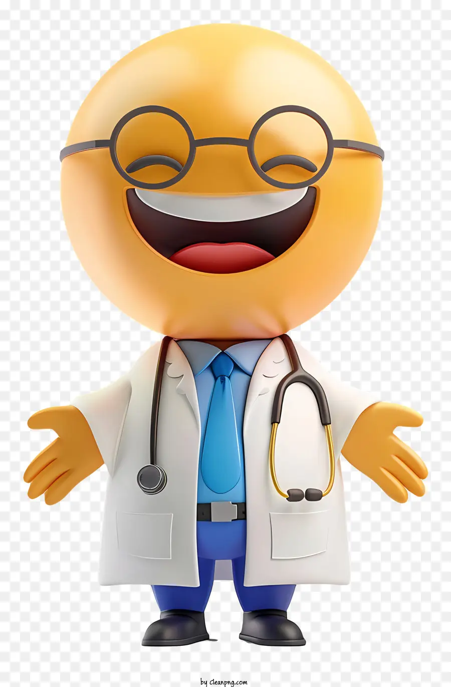 ärzte Tag - Cartoon -Arzt in weißem Mantel lächelt