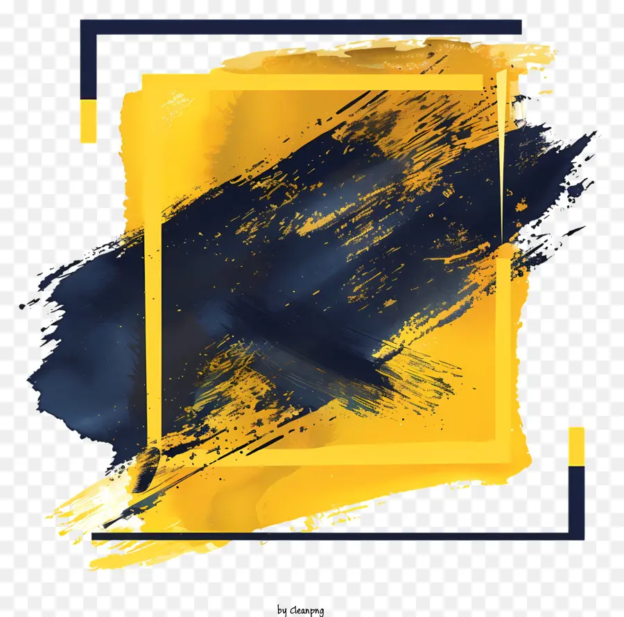 Golden Frame - Goldenes Quadrat mit blauen und gelben Bürstenstrichen