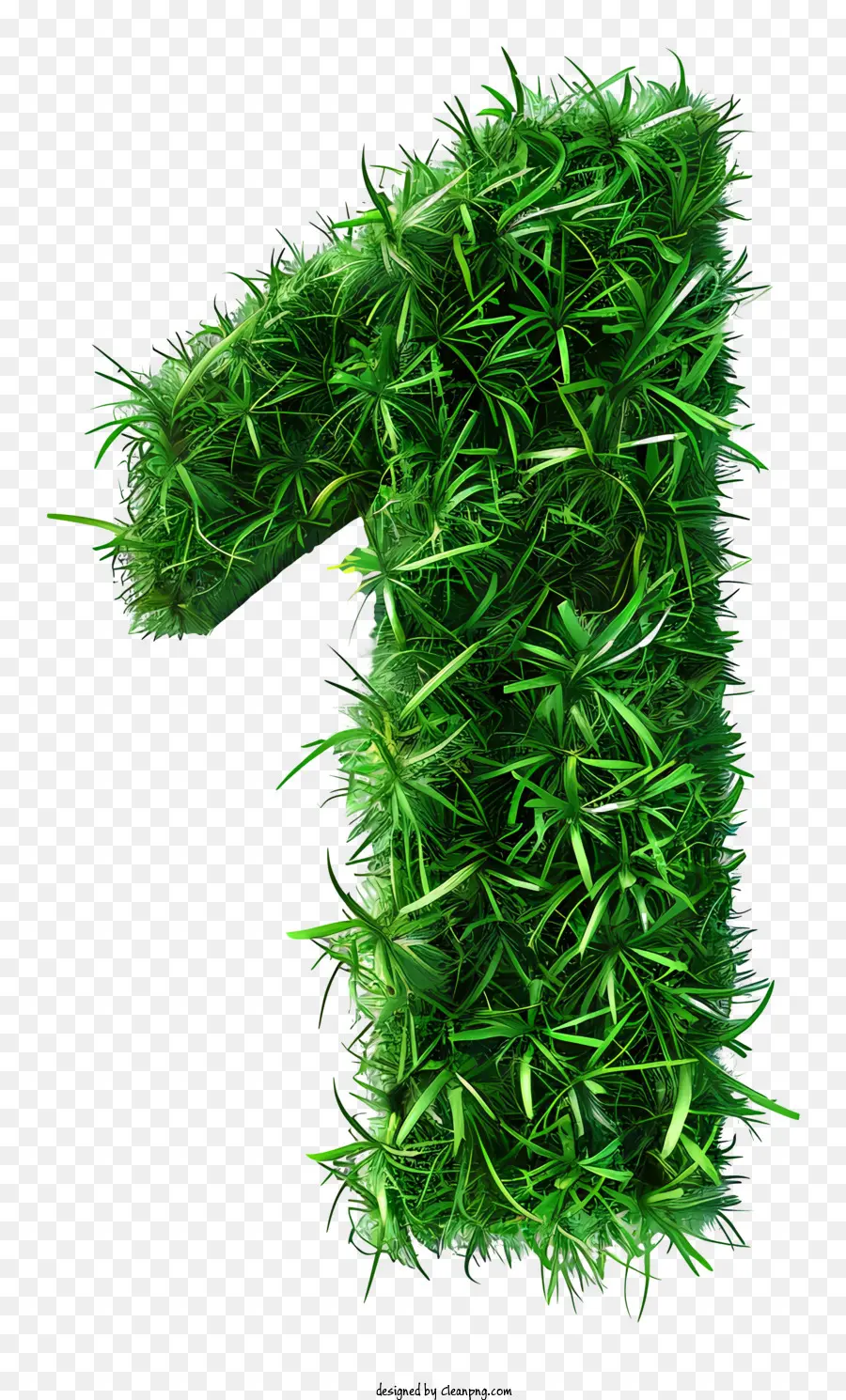 number one grass 3d rendering green typography