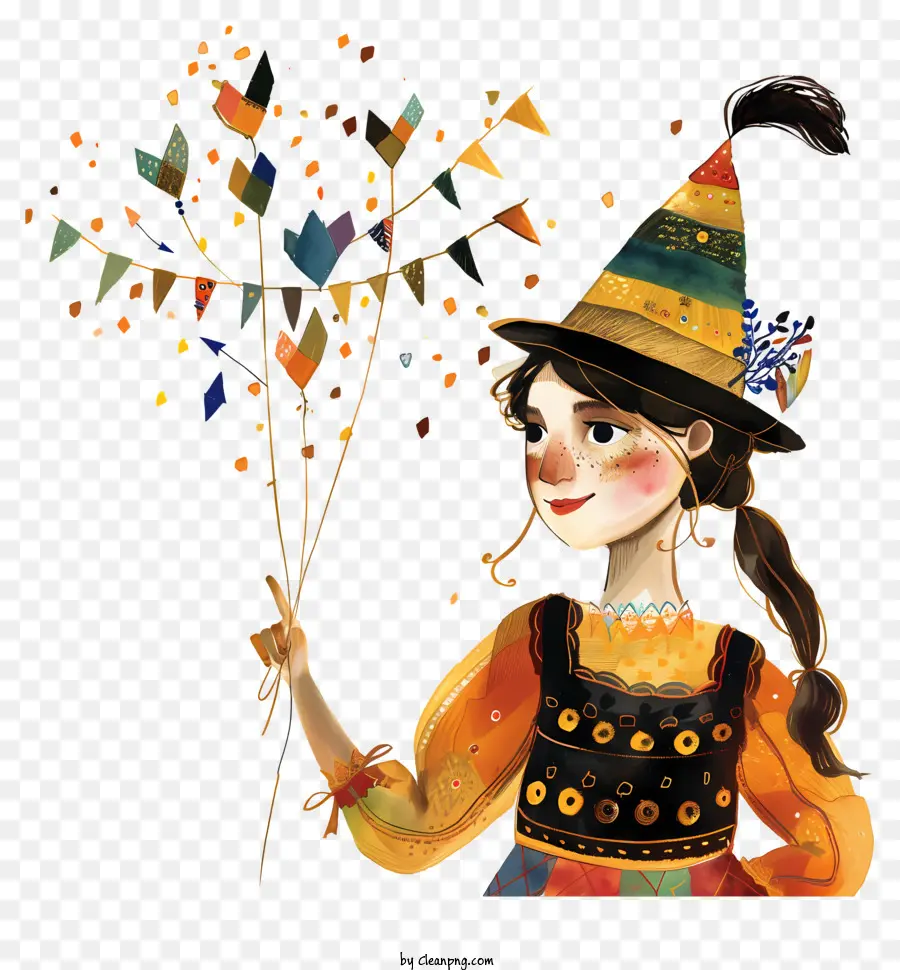Purim Clown Balloons Party Fun - Clown colorato con bouquet a palloncino alla festa