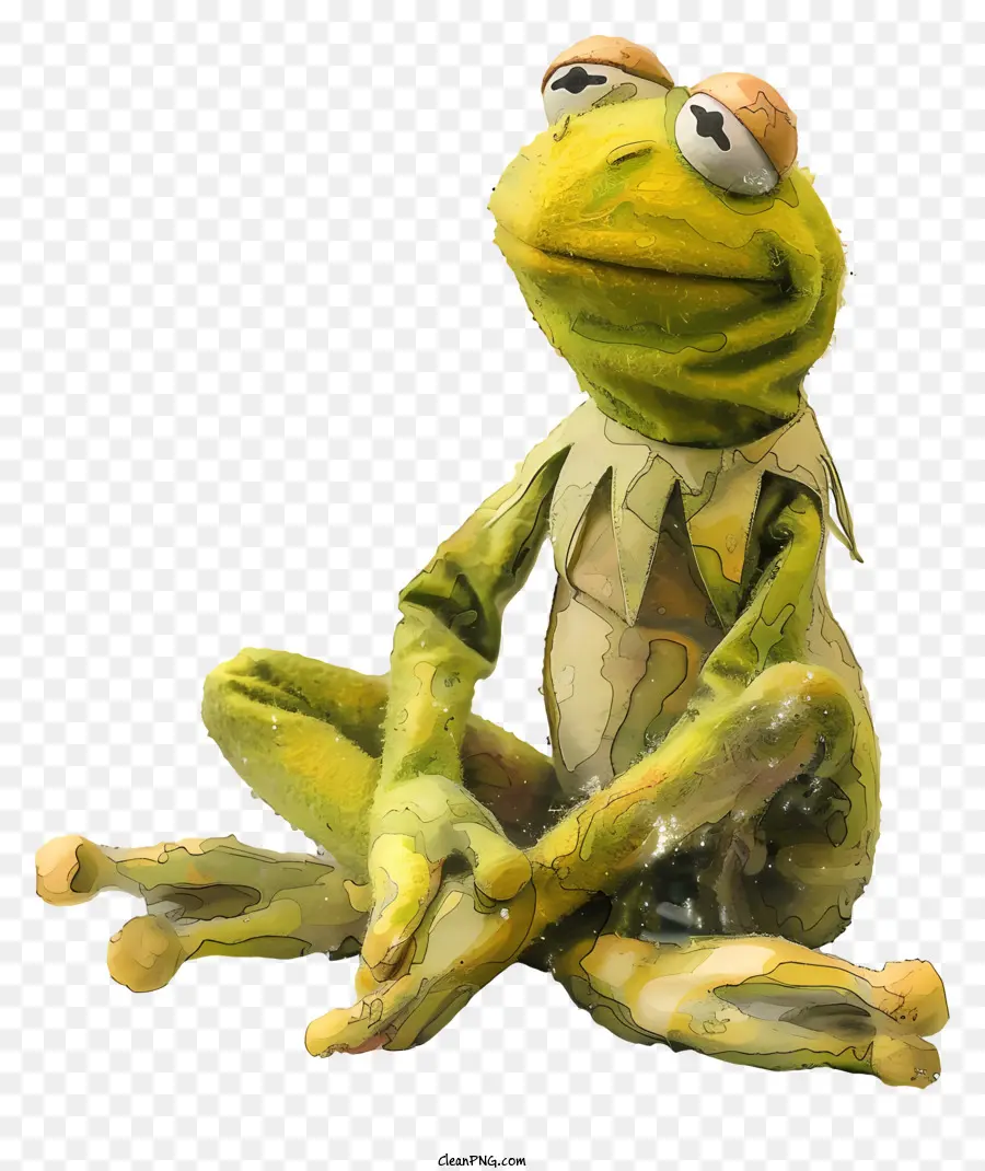 Kermit la Rana - Giocattolo peluche di rana verde con gambe incrociate