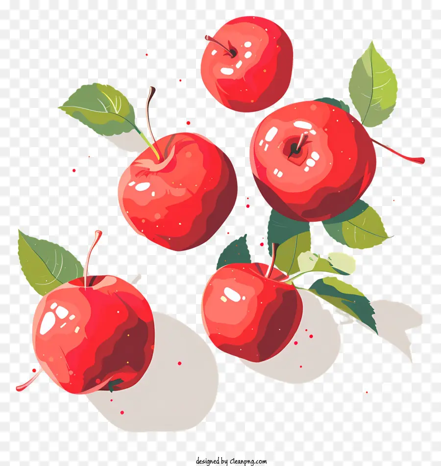 Ernte im Herbst - Reife rote Äpfel mit grünen Blättern, Wasser