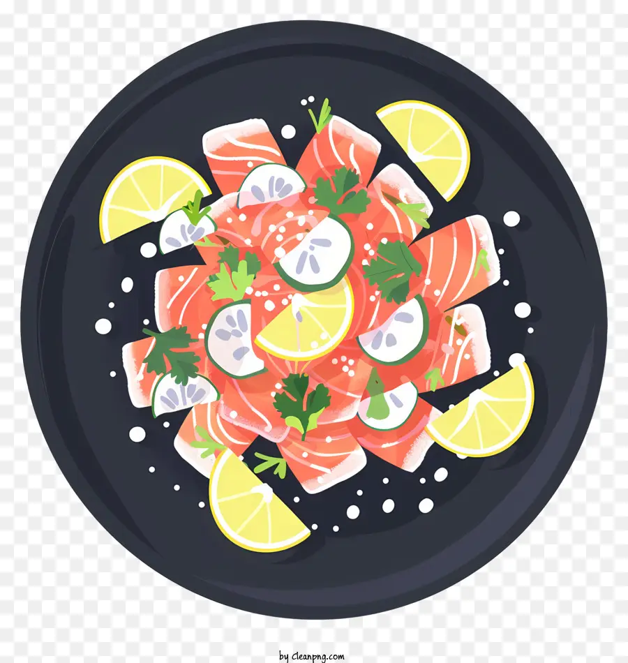 ceviche salmon lemon plate fork