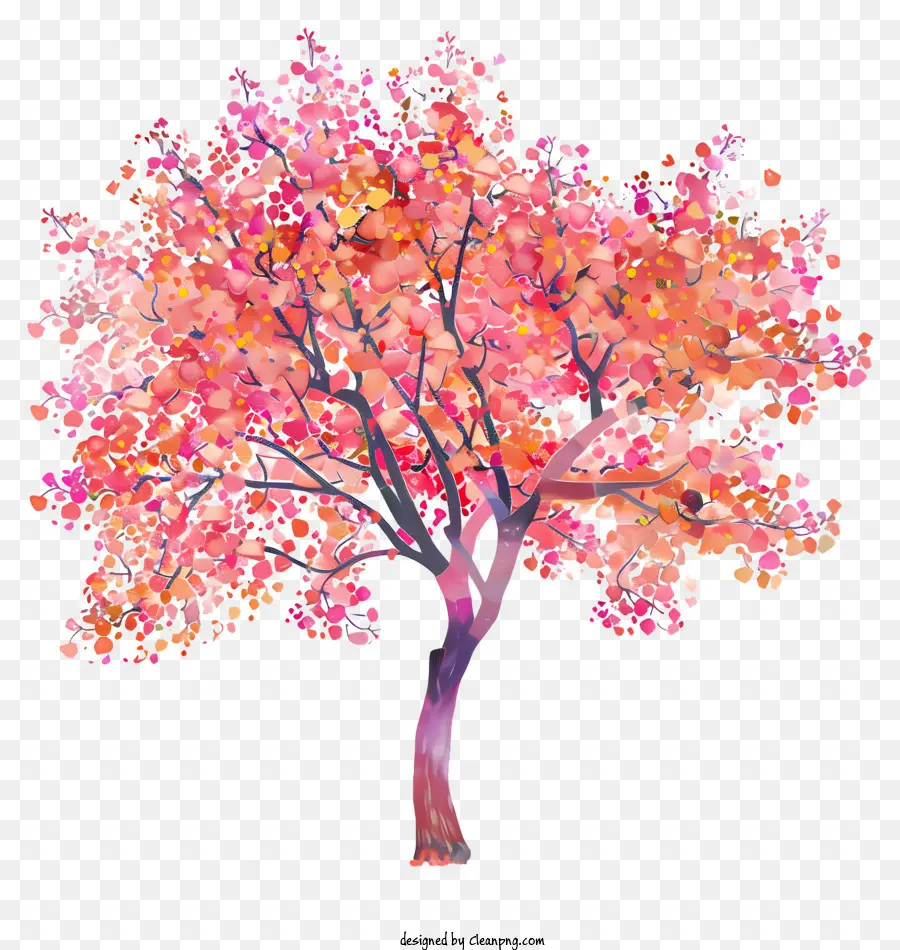 albero di primavera albero rosa fiorente foglie colorate albero con fiori rossi - Albero a foglia rosa con fiori colorati