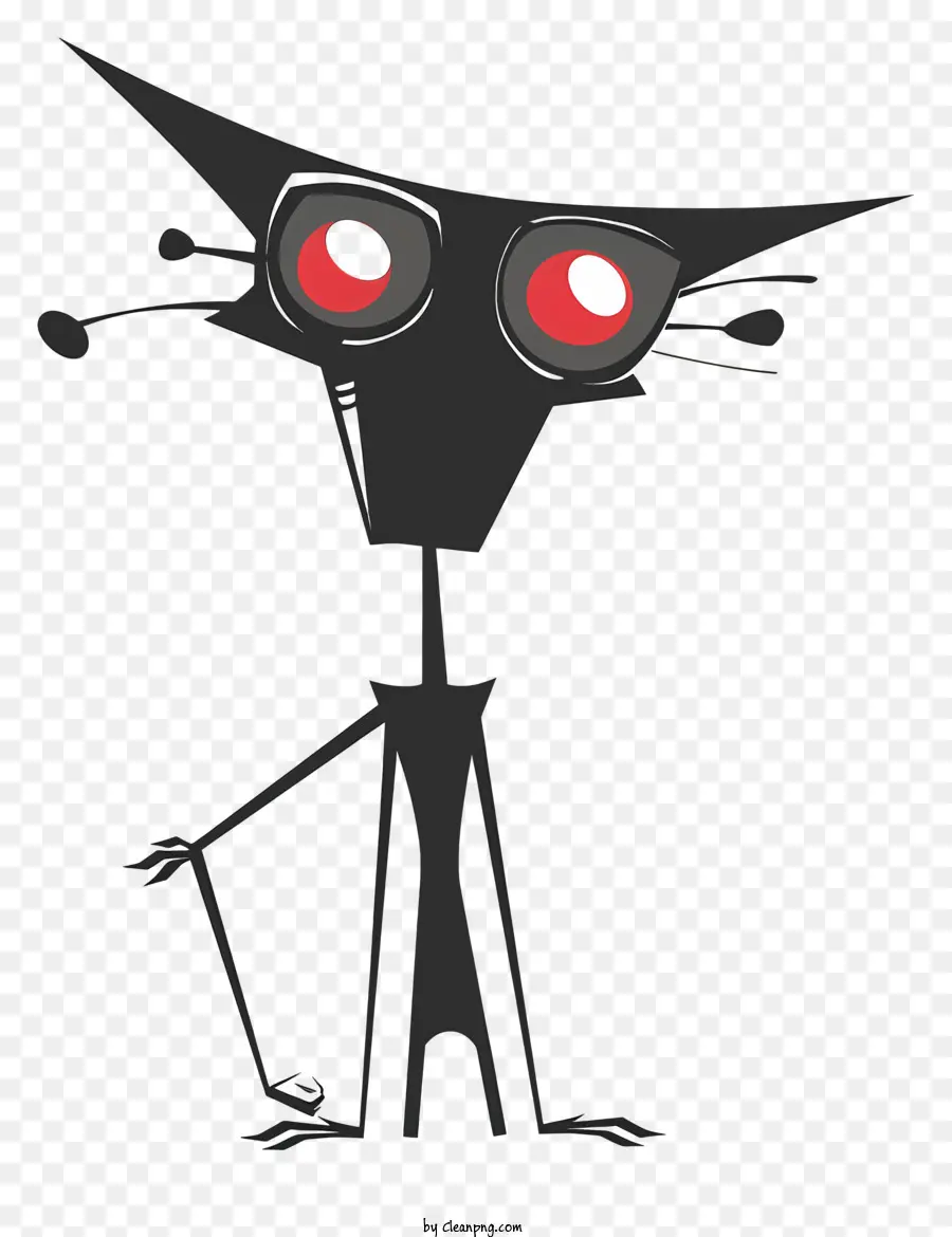 invader robot character black cartoon red eyes pointed nose