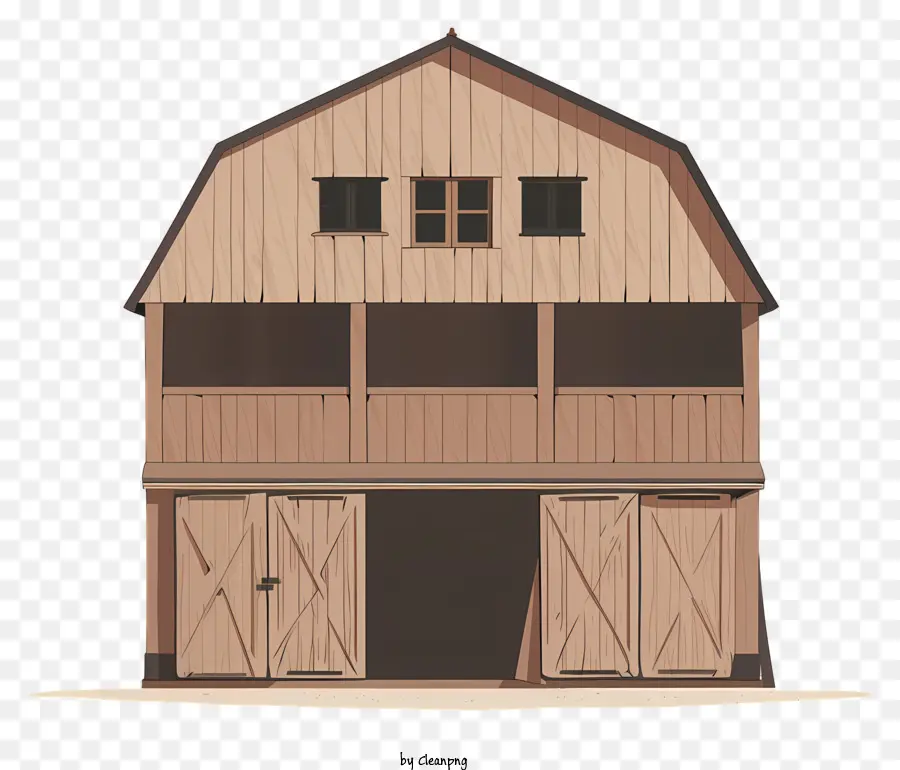 Farm Barn Building Building Garage Door Door Balcony Windows - Edificio a due piani con porta e balcone del garage