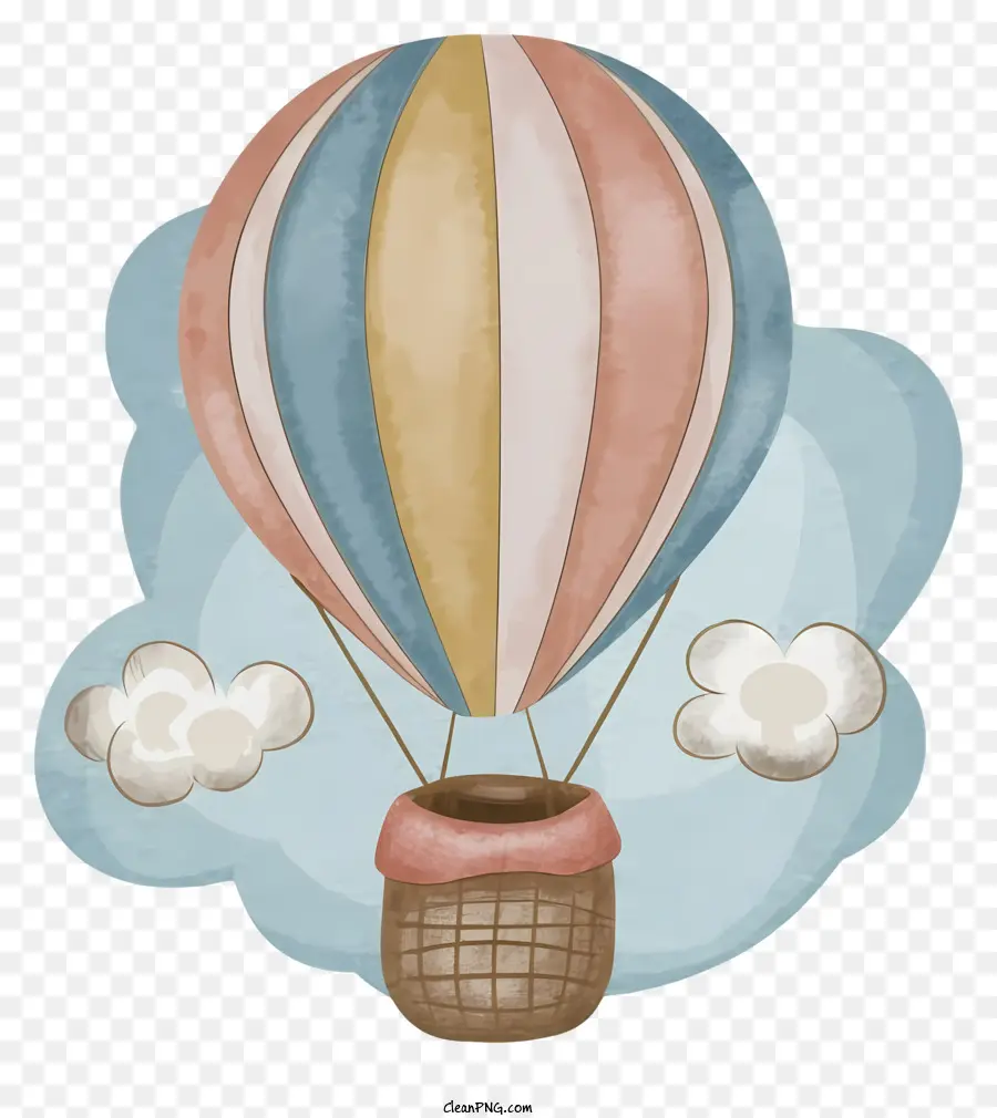 Heißluftballon - Aquarellmalerei des Heißluftballons