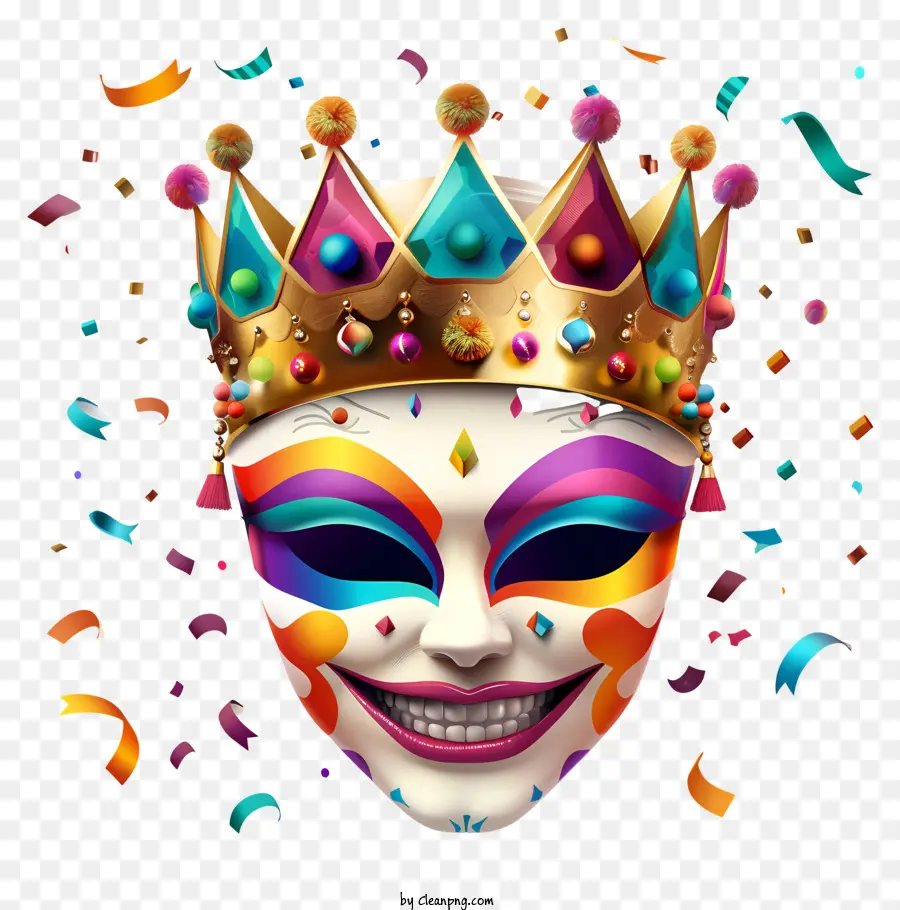 vương miện - Mặt nạ giả trang đầy màu sắc với vương miện và đồ trang sức