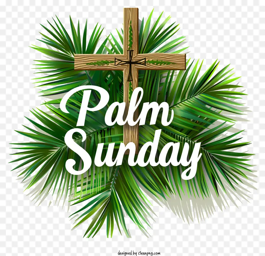 Palm Sonntag - Palme mit Kreuz und Text
