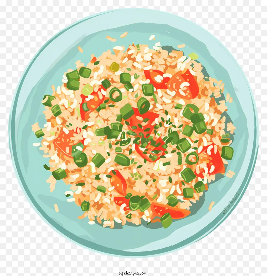 Thai gebratener Reis Reis Karotten Erbsen Gemüse - Bunte Gemüsereisschale auf dem Teller
