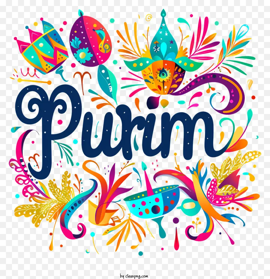 Purim Jewish Holiday Poster Thiết kế lễ hội Cứu rỗi lễ hội - Áp phích Purim đầy màu sắc với các yếu tố lễ hội