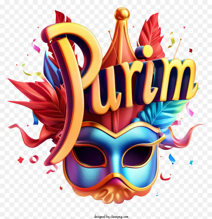 Maschera Purim Maschera Ebraico Festival tradizionale - Maschera Purim colorata e audace con accessori