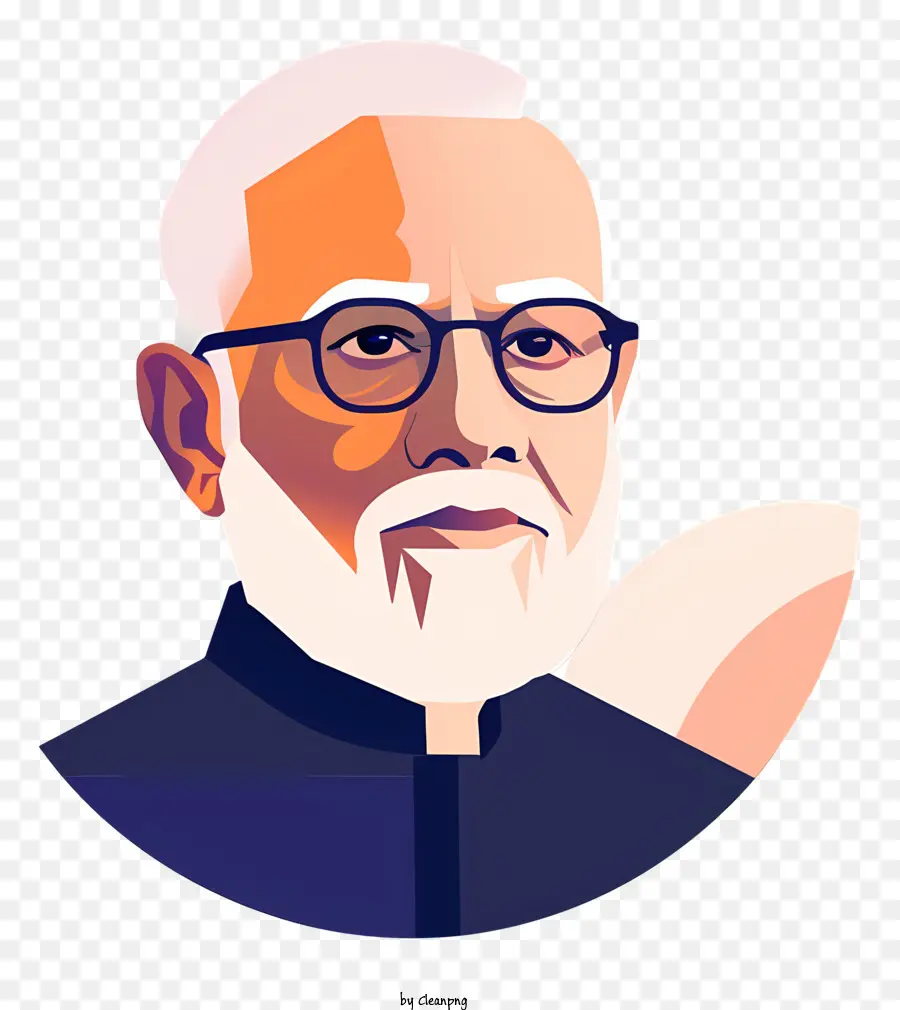Narendra Modi - Uomo con occhiali e barba in illustrazione