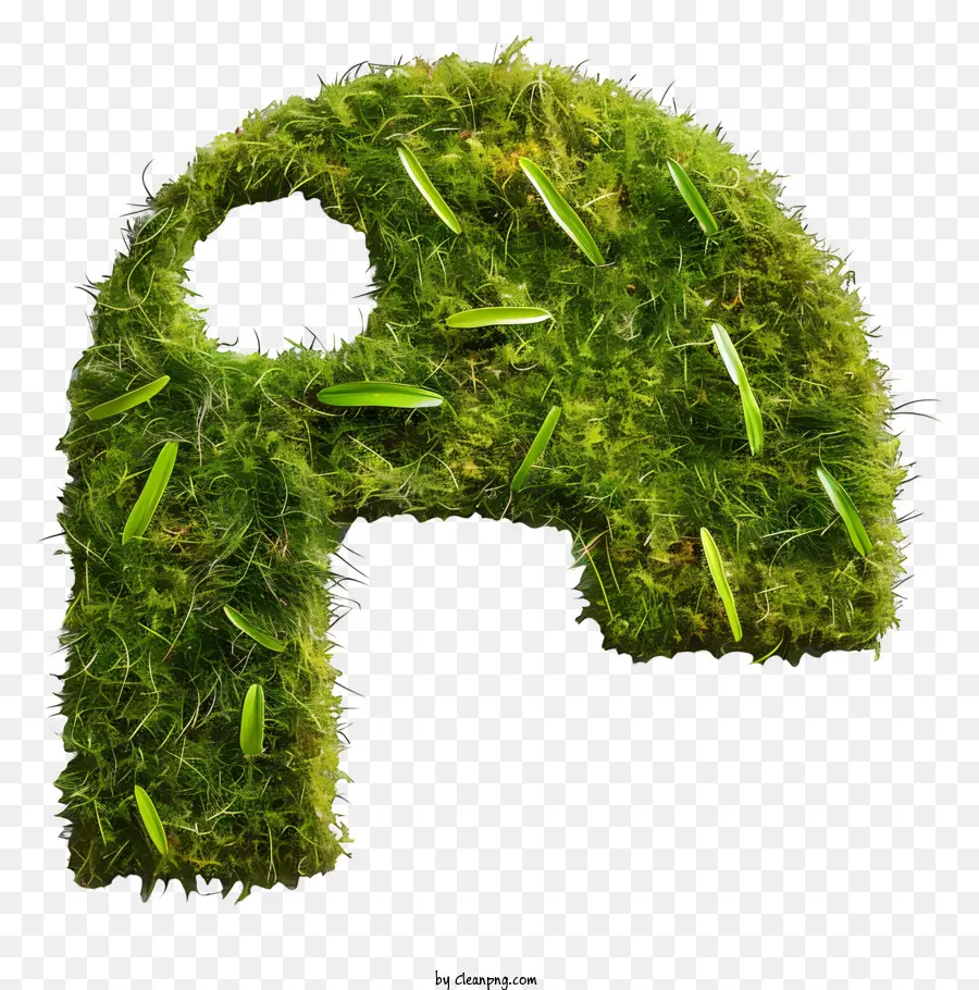 alfabeto - Lettera di muschio verde 'p' con foglie