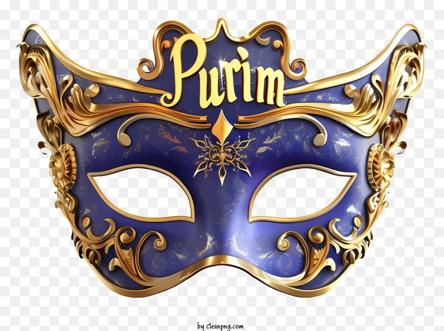 Maschera maschera da maschera blu e oro Purim Maschera in metallo Mask ornato - Maschera mascherata in metallo blu e oro