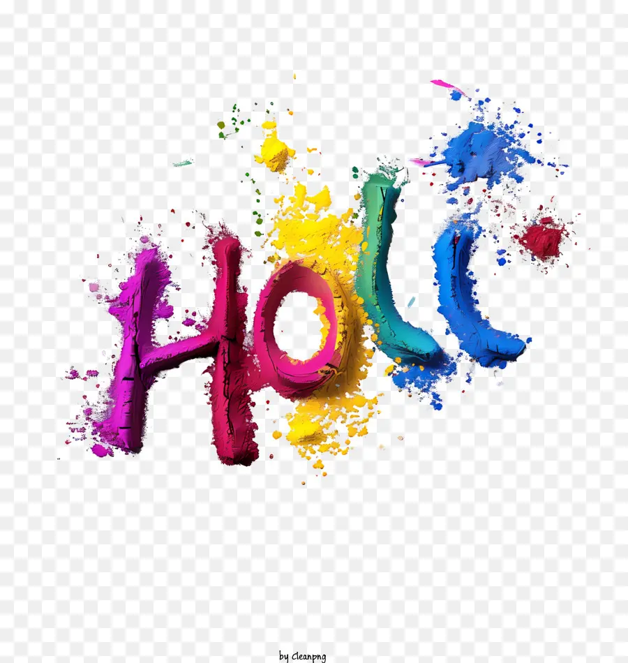 Holi - Bunte Farbe Spritzer Collage mit fettem 