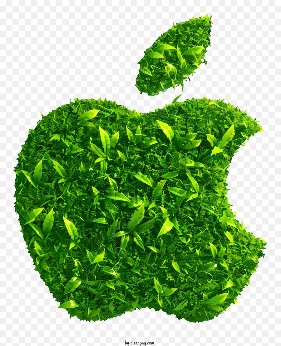 apple logo - Grüner Blatt -Apfel -Logo auf schwarzem Hintergrund