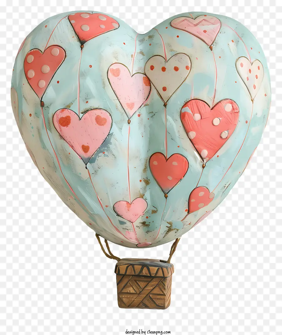 Heißluftballon - Herzförmiger Heißluftballon mit Herzen