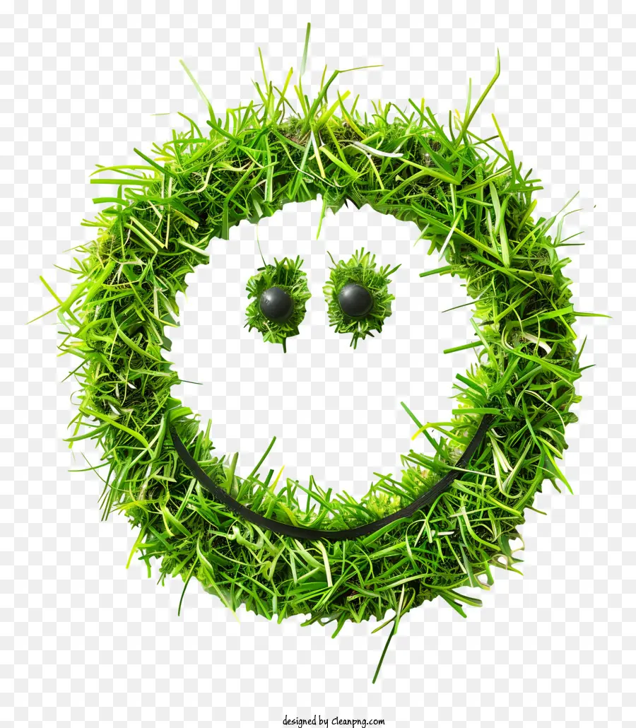 faccina - Ghirlanda di erba con design della faccina sorridente