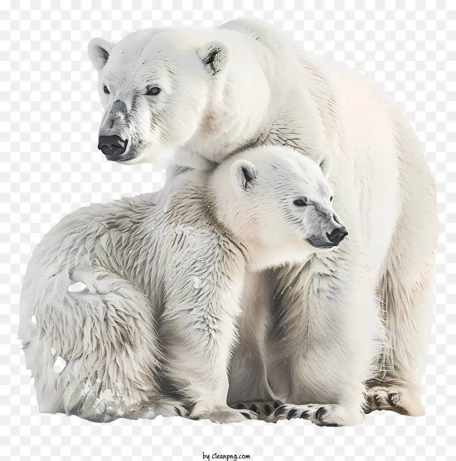 International Polar Bear Day Polar Bear Cub Mutter weißes Fell - Eisbärenmutter und Jungtiere in der Dunkelheit