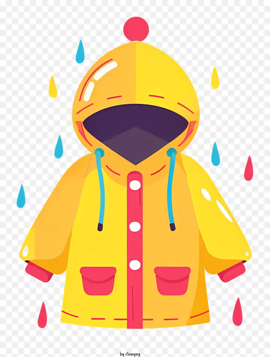 Little Rainccoat Yellow Raincoat Chất liệu chống thấm Nút áo mưa trên áo mưa - Áo mưa không thấm nước màu vàng với mui xe mở