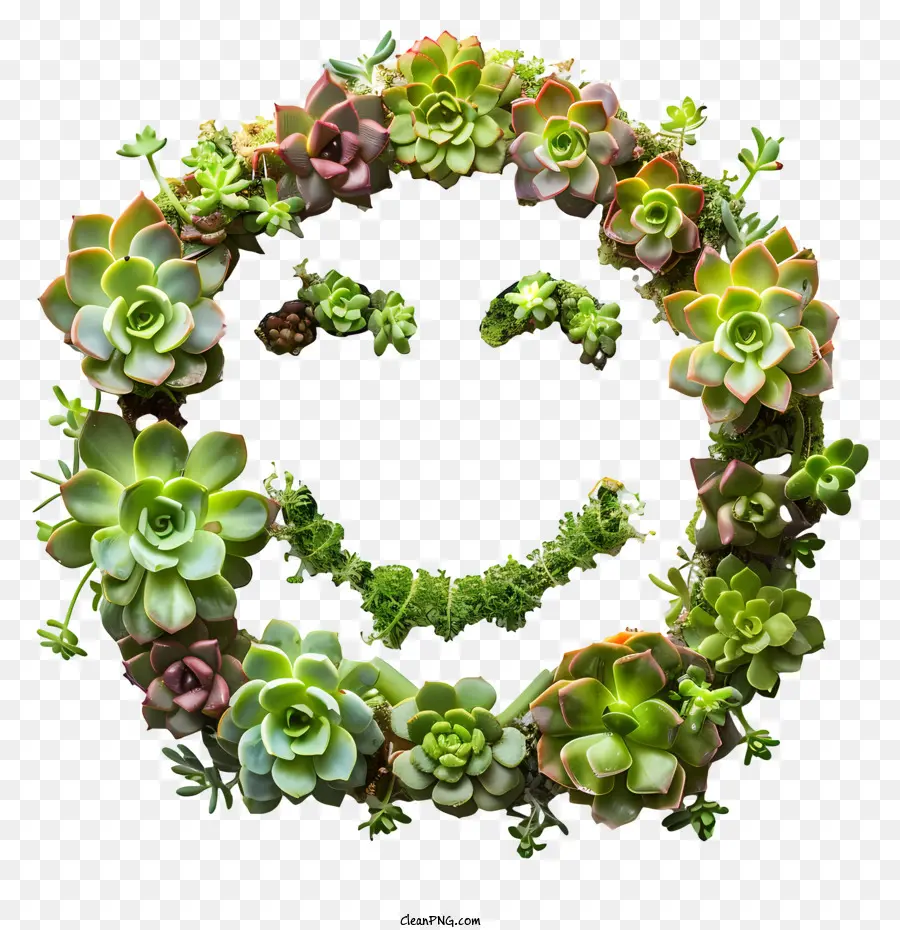 smiley Gesicht - Kranz mit Smiley -Gesicht aus Pflanzen