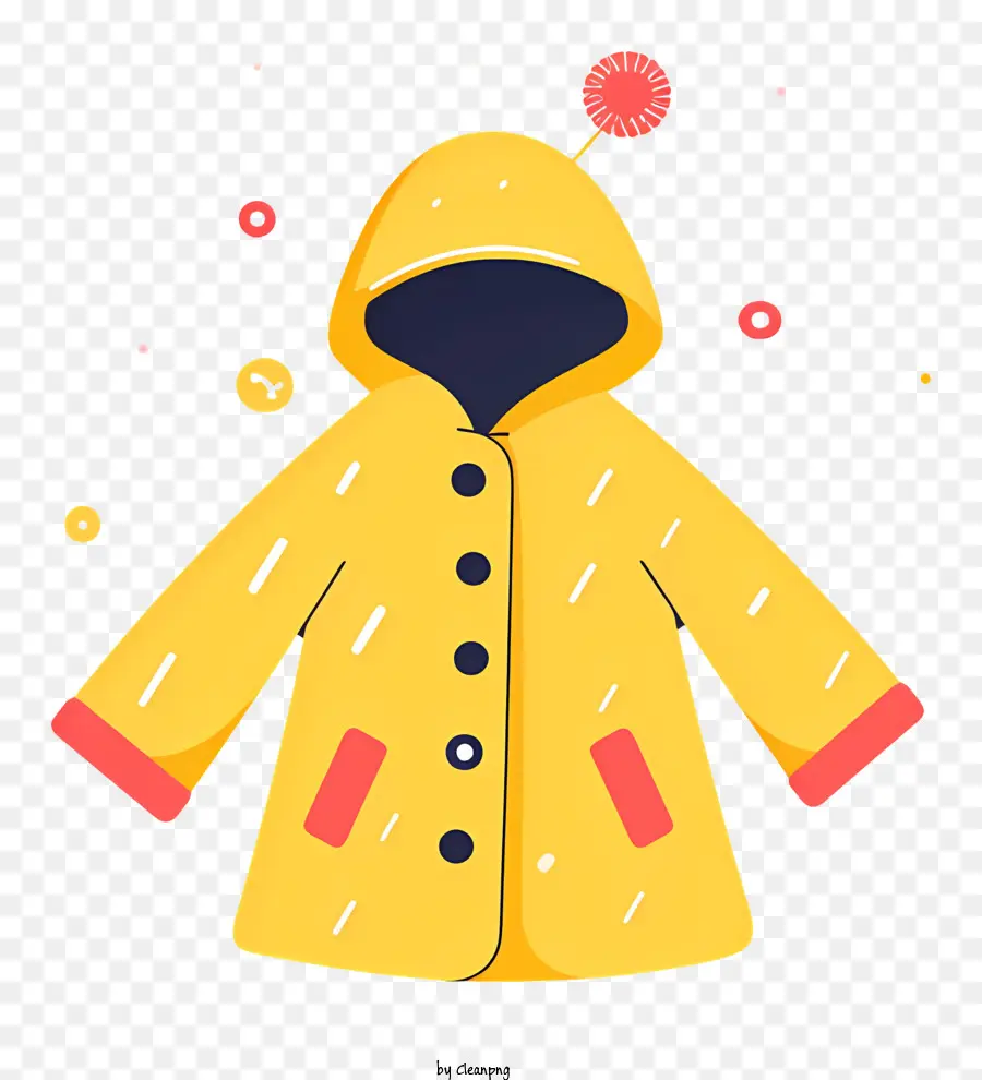 Kleine Regenmantel gelbe Regenmantel mit Kapuze mit Kapuze Taschen Ärmel - Gelbe Regenmantel mit Kapuze, Taschen, Knöpfen, Objekten