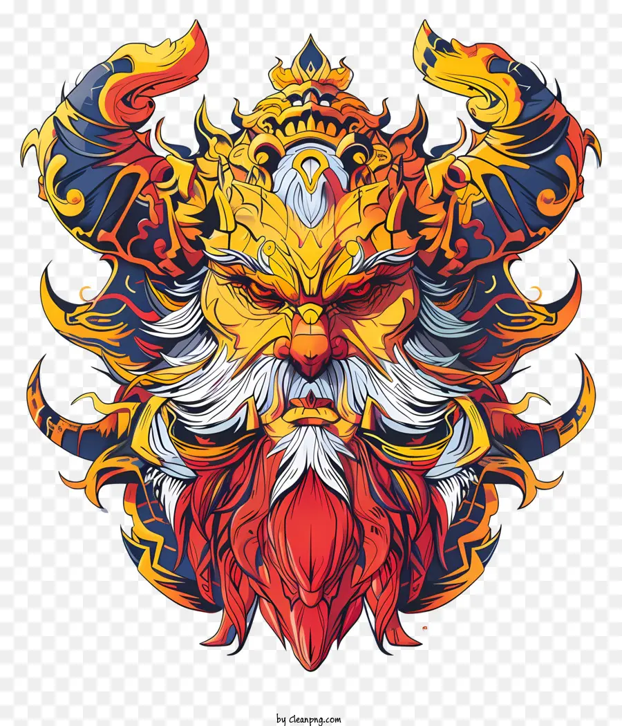 Game figura corna barba antiche culture colori audaci - Vibrante guerriero mitico con corna e barba