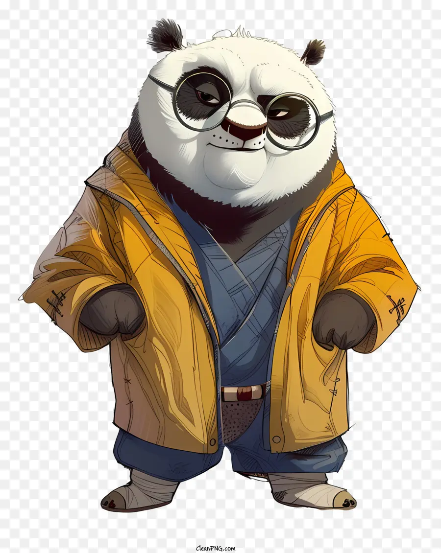 Brille - Panda in Brille und Jacke sieht ernst aus