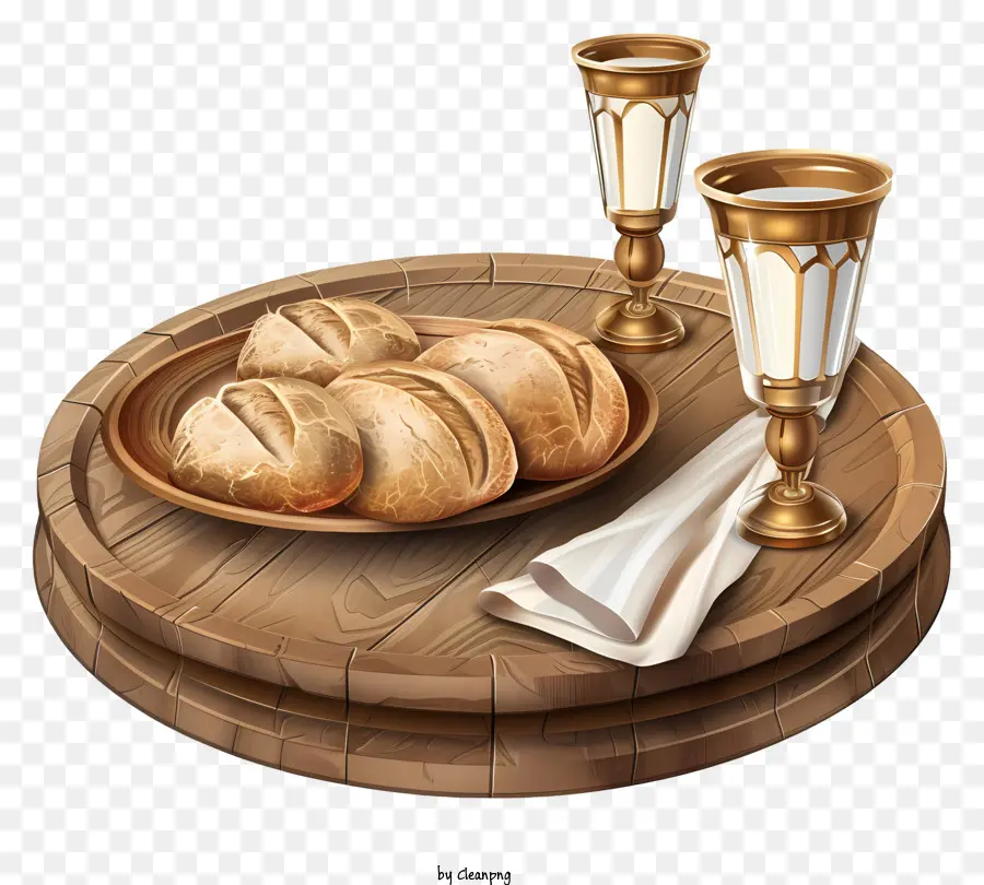 bàn gỗ - Bàn gỗ mộc mạc với rượu và bánh mì