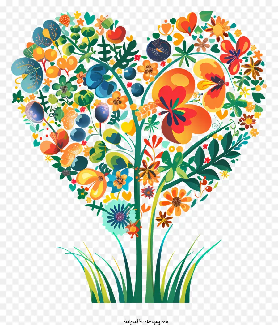 thế giới thận ngày trái tim hình hoa hoa màu xanh lá cây xanh cao - Cây hình trái tim đầy màu sắc chứa đầy hoa