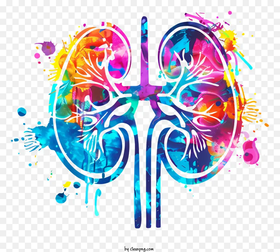 World Kidney Day Human Kidney Painting Colorful Impressionistic - Dipinto colorato e vibrante di anatomia renale umana