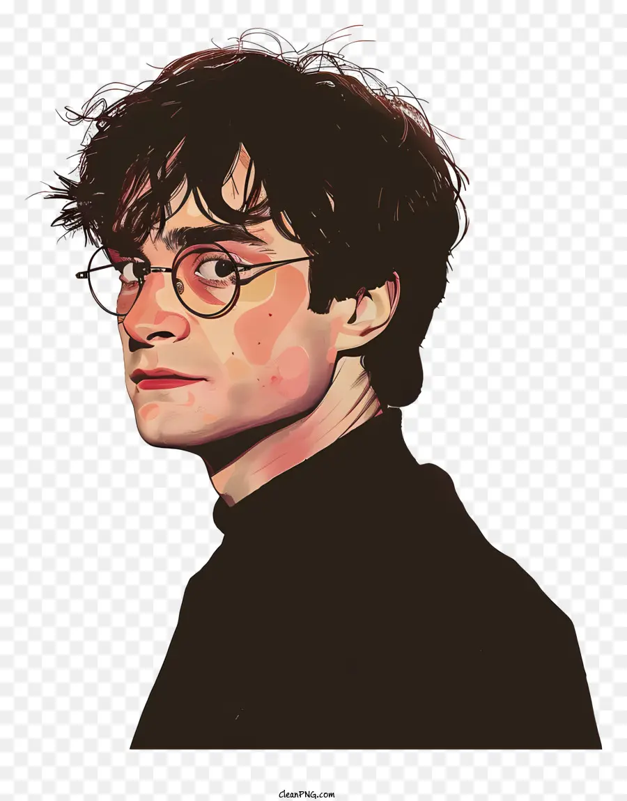 Harry Potter - Mann in schwarzem Hemd und Brille
