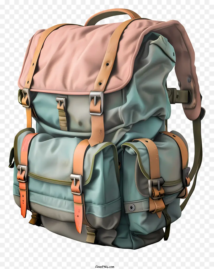 Camping -Rucksack -Rucksack -Schultergurte Seitentasche Grün grün - Grün, rosa, brauner Rucksack mit Lederriemen