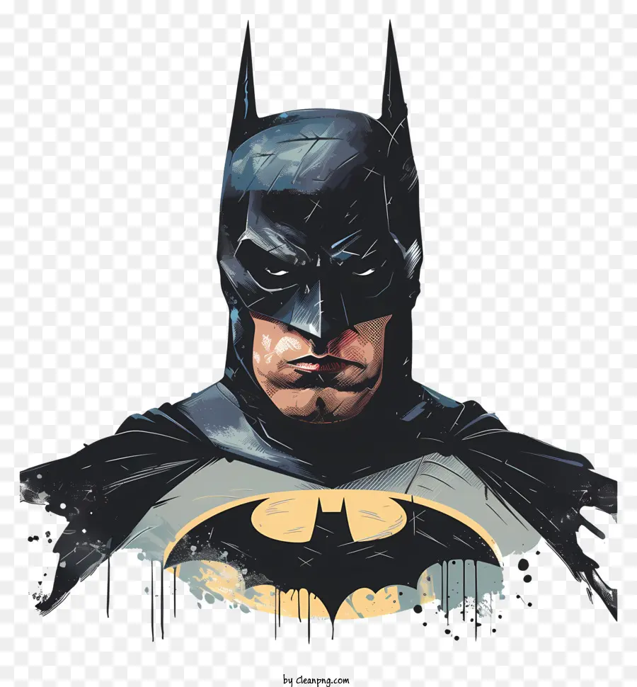 Batman - Batman in abito nero, espressione seria, pelle strutturata