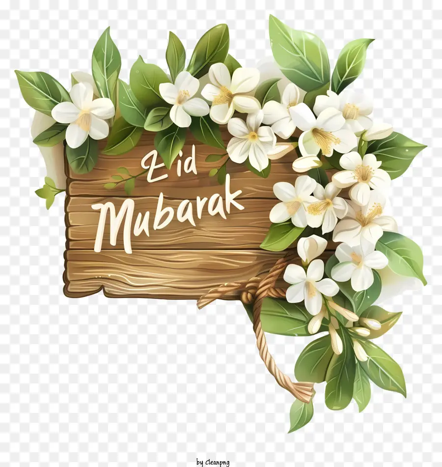 Eid Ảnh - Biên giới hoa trắng trên thiết kế Eid Mubarak