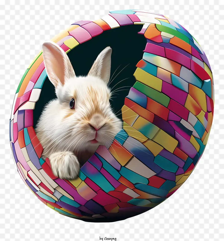 coniglietto di pasqua - Playful Bunny sbirciali da un guscio d'uovo colorato