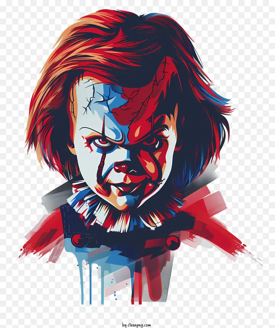 Chucky Horror gruselige Bedrohung Angst - Gruseliges Kindesmalerei mit bedrohlichem Ausdruck