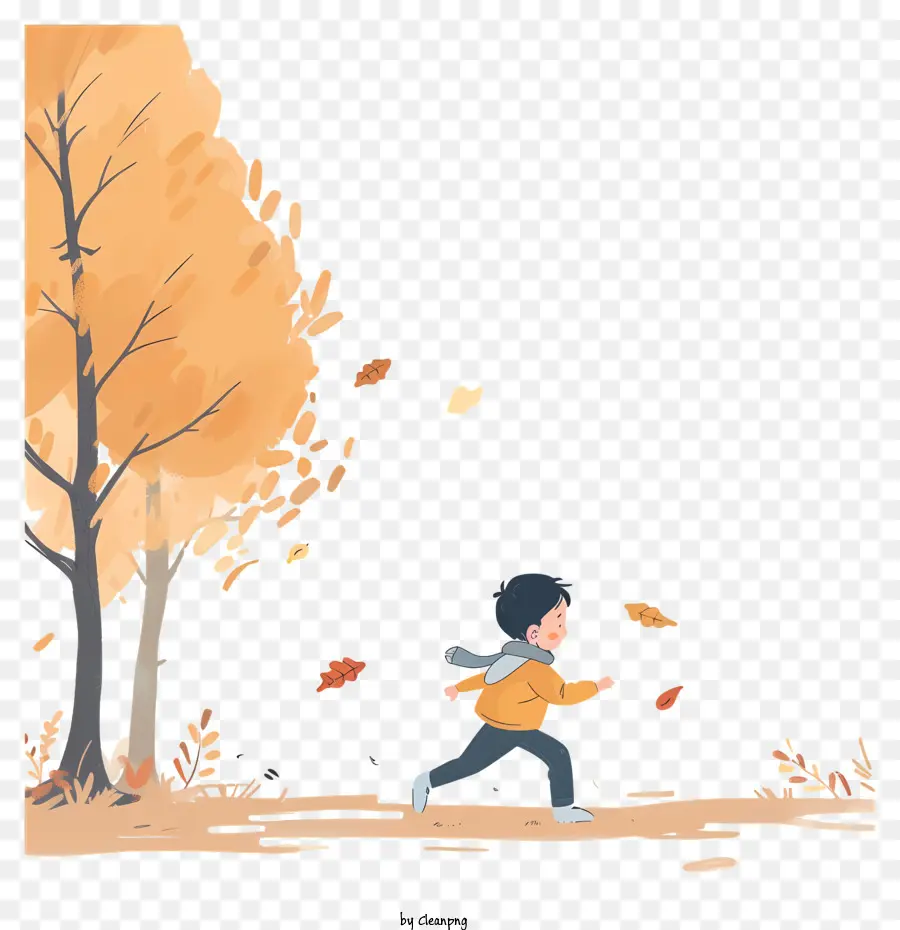 lá mùa thu - Người chạy qua rừng mùa thu với lá