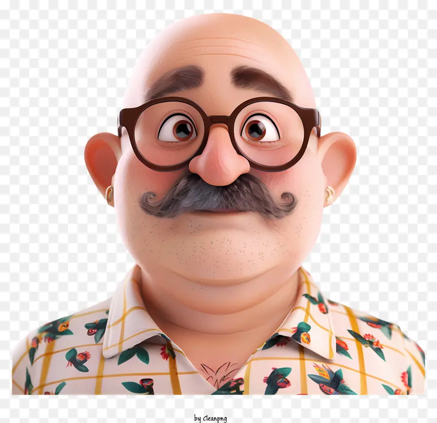 Motu patlu - Kufe Mann mit Brille, lächelnd, blumiges Hemd