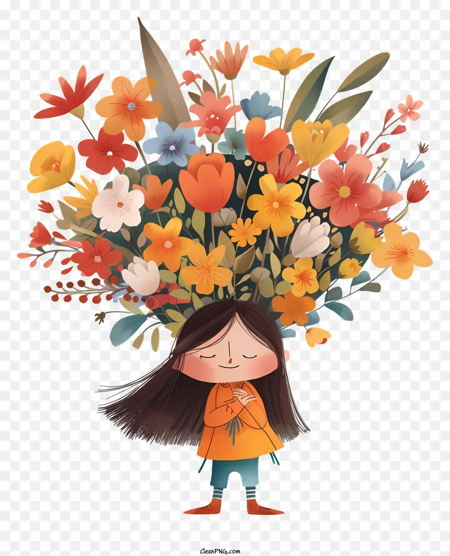 bó hoa - Cô gái trẻ đang giữ bó hoa nghiêm túc
