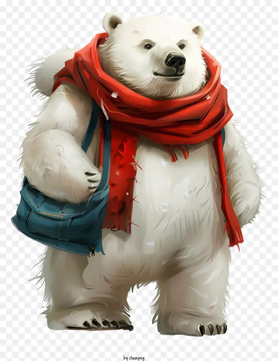 international polar bear day polar bear red scarf blue bag cute