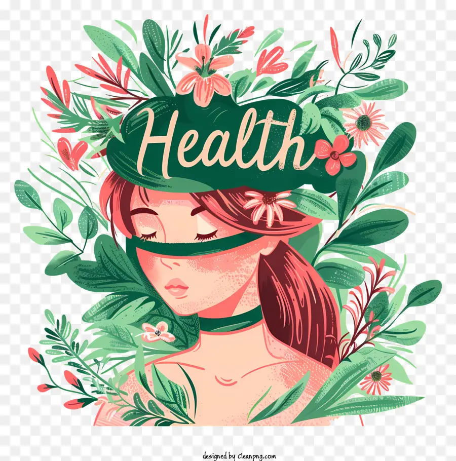 Welttag Der Geistigen Gesundheit - Junge Frau in Maske, umgeben von Pflanzen friedlich umgeben